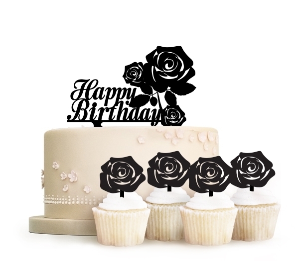 Topper Happy Birthday Roses Flower