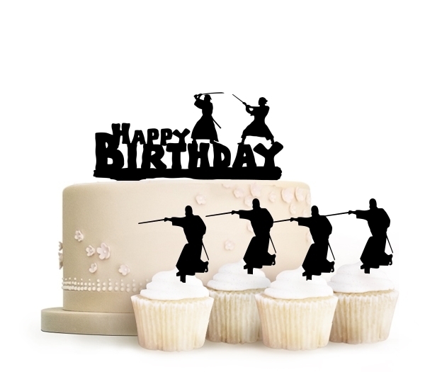 Topper Happy Birthday Samurai Fighting