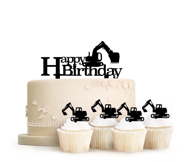 Topper Backhoe Happy Birthday